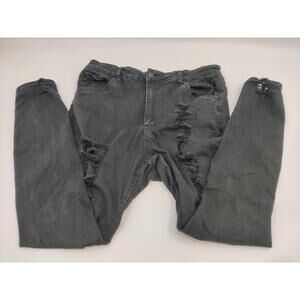 Refuge Miami‎ Jeans Womens Size 15 Faded Black HighWaisted Ripped Skinny Urban